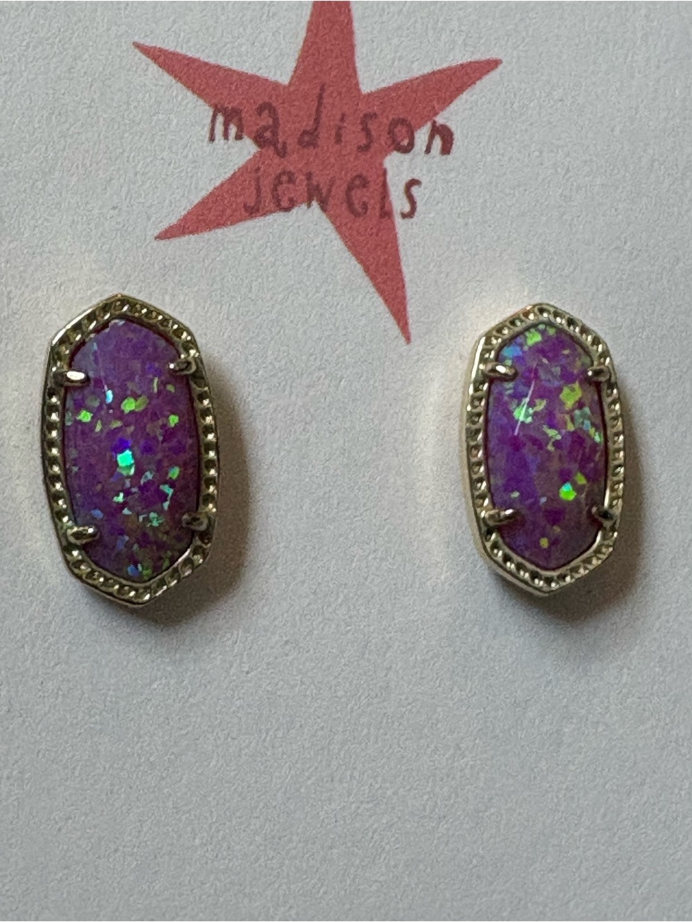Kendra Scott Pink Purple Kyocera Opal Stud Earrings